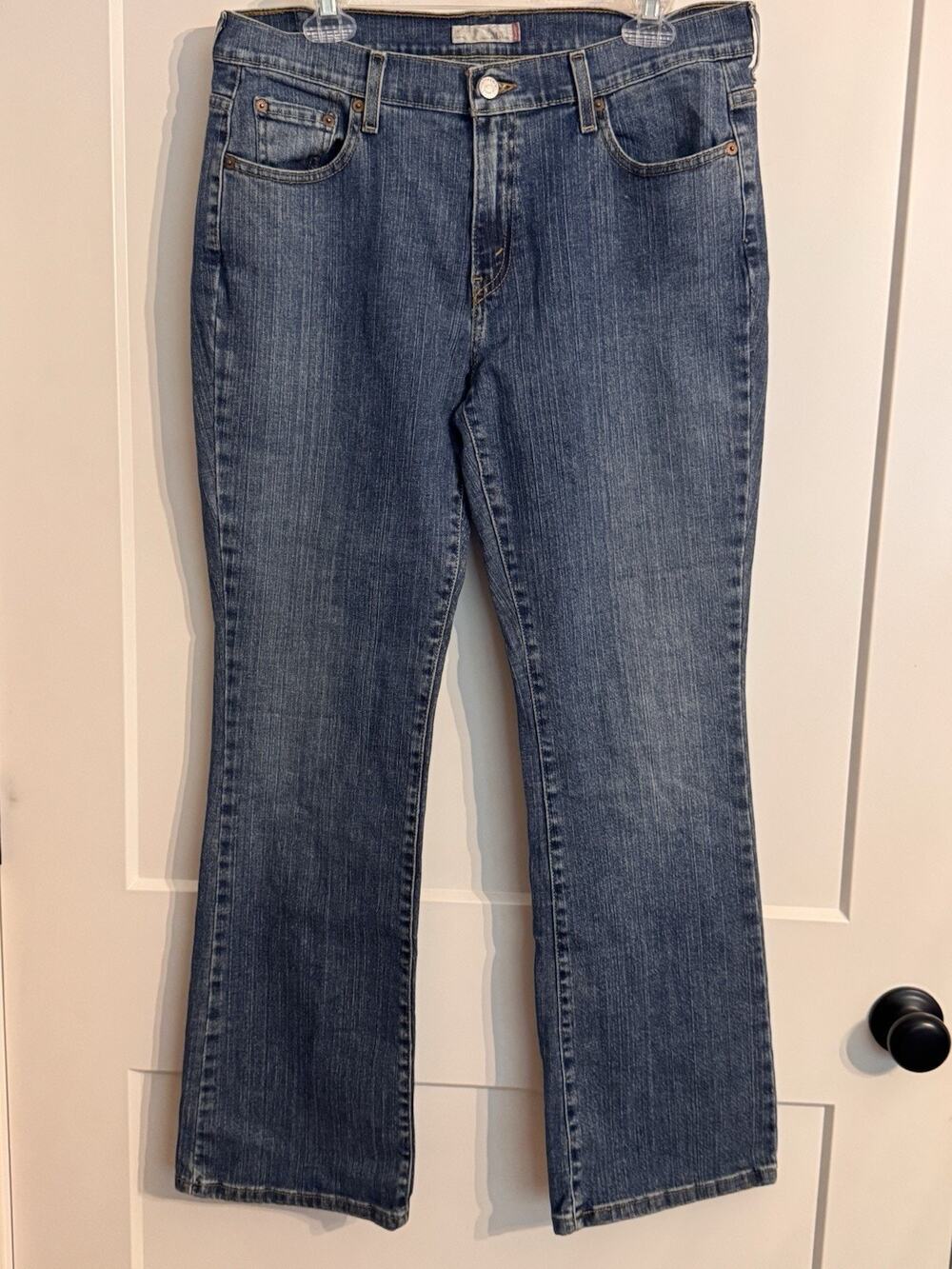 Levis 515 Jeans Womens 12 Mid Rise Bootcut Medium Blue Wash Stretch Denim Boho
